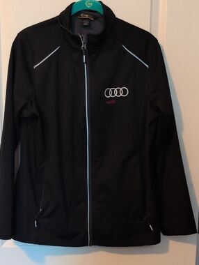 Audi Black Zip-Front Logo Jacket with Trim